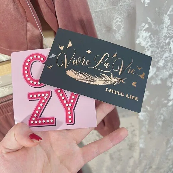 NWT Vivre La Vie Velour Tracksuit Sweatshirt Sweatpants Blush Dusty Rose Size L - Picture 9 of 9